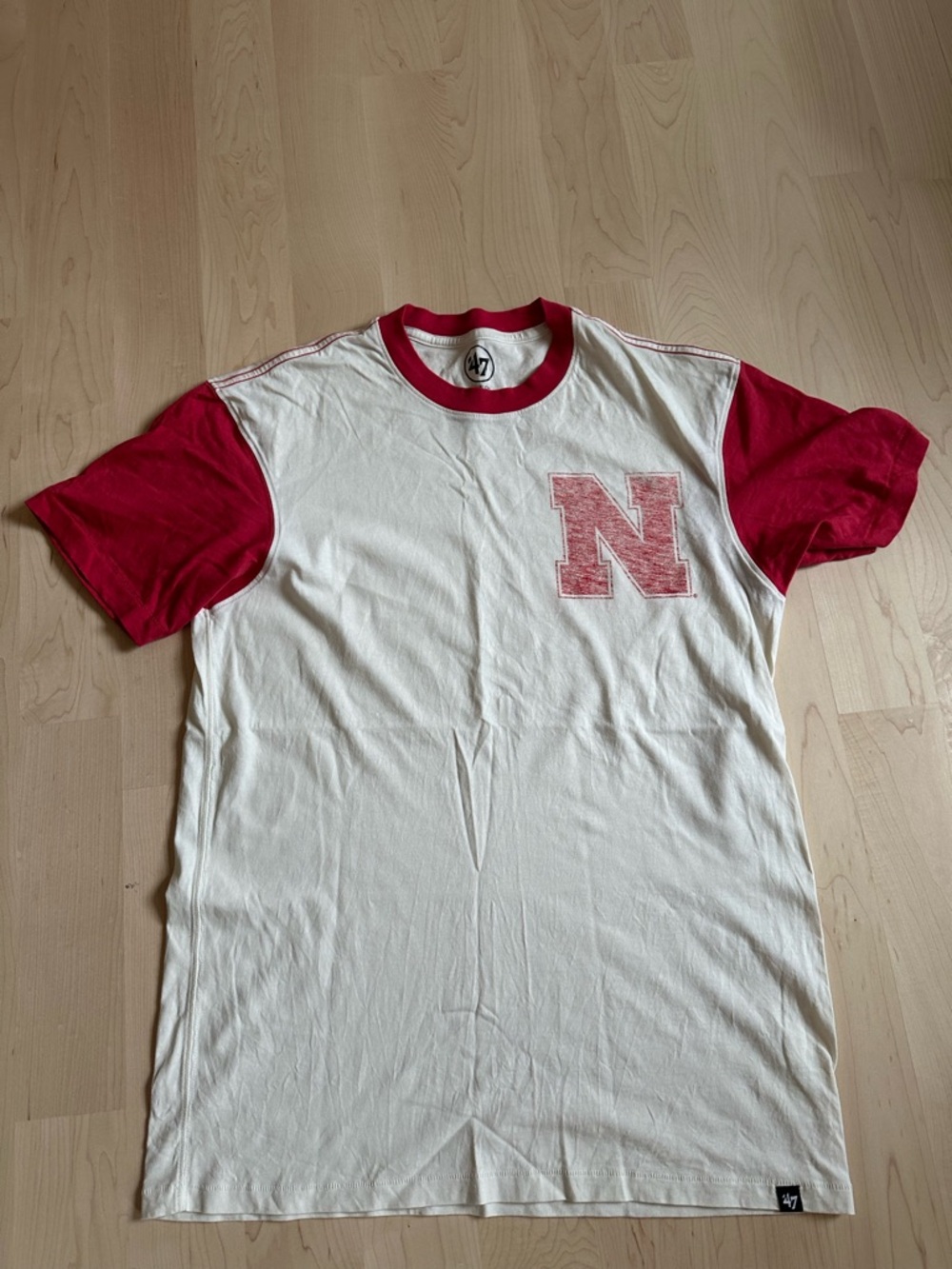 University of Nebraska Proud White & Red Ringer Tee with Classic  'N' Graphic